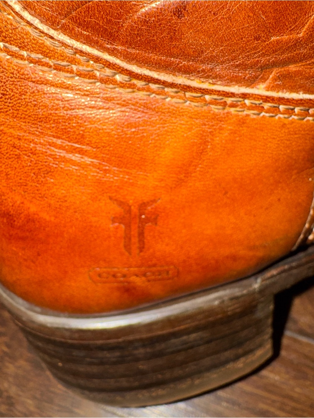 Rare Vintage Frye x Coach Collaboration Embossed Signature Leather Campus Boots - Picture 7 of 14